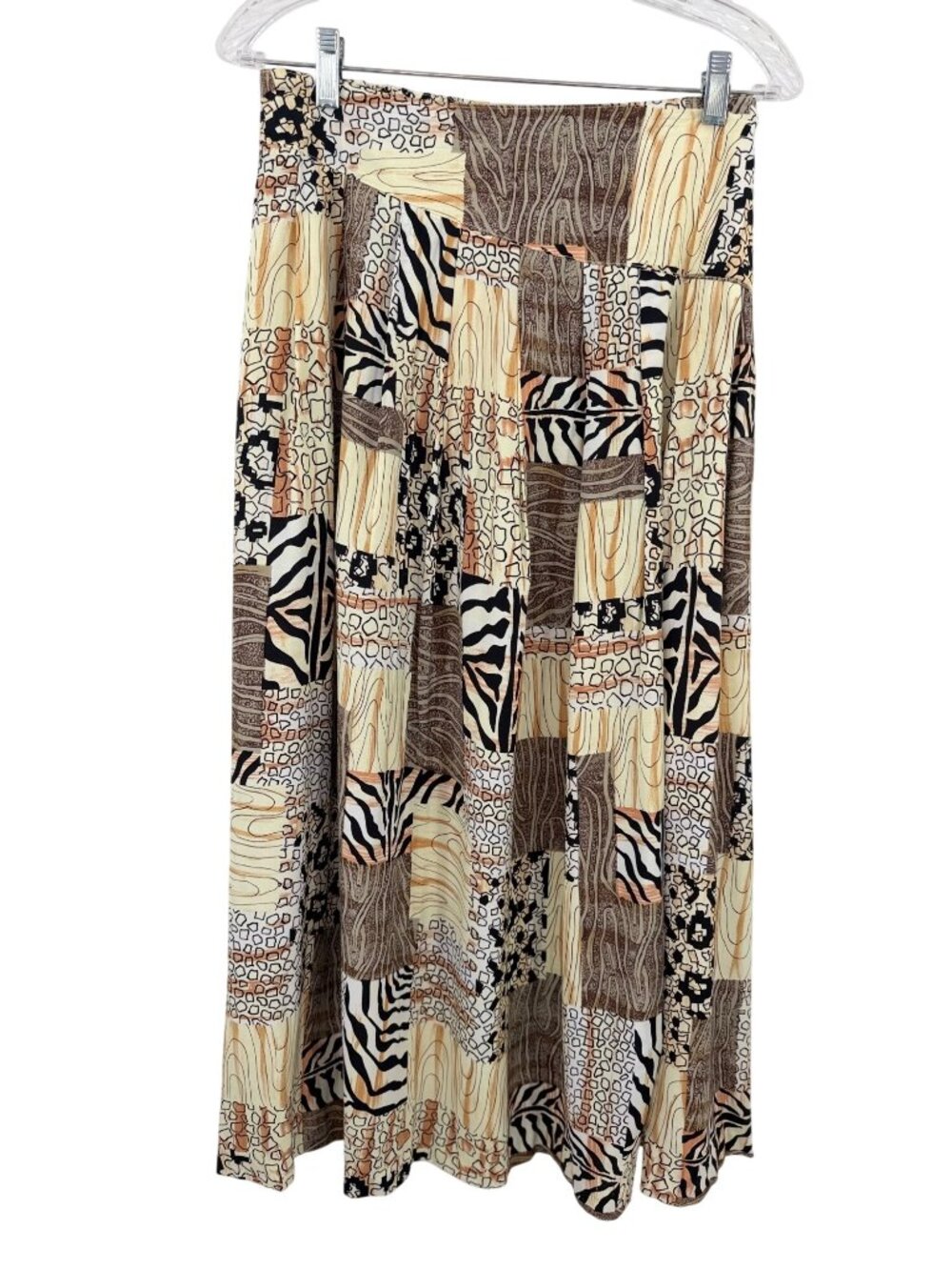 Vtg City Girl By Nancy Bolen Patchwork Maxi Skirt Size 10 Animal Print 10